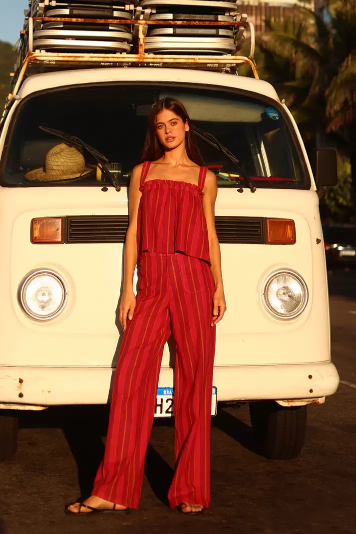 STRIPED CULOTTE PANTS WITH POCKETS