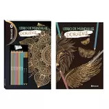 Poessa POE-329714 Libro de Mandalas para Colorear + Lapiceros, Actividad Creativa