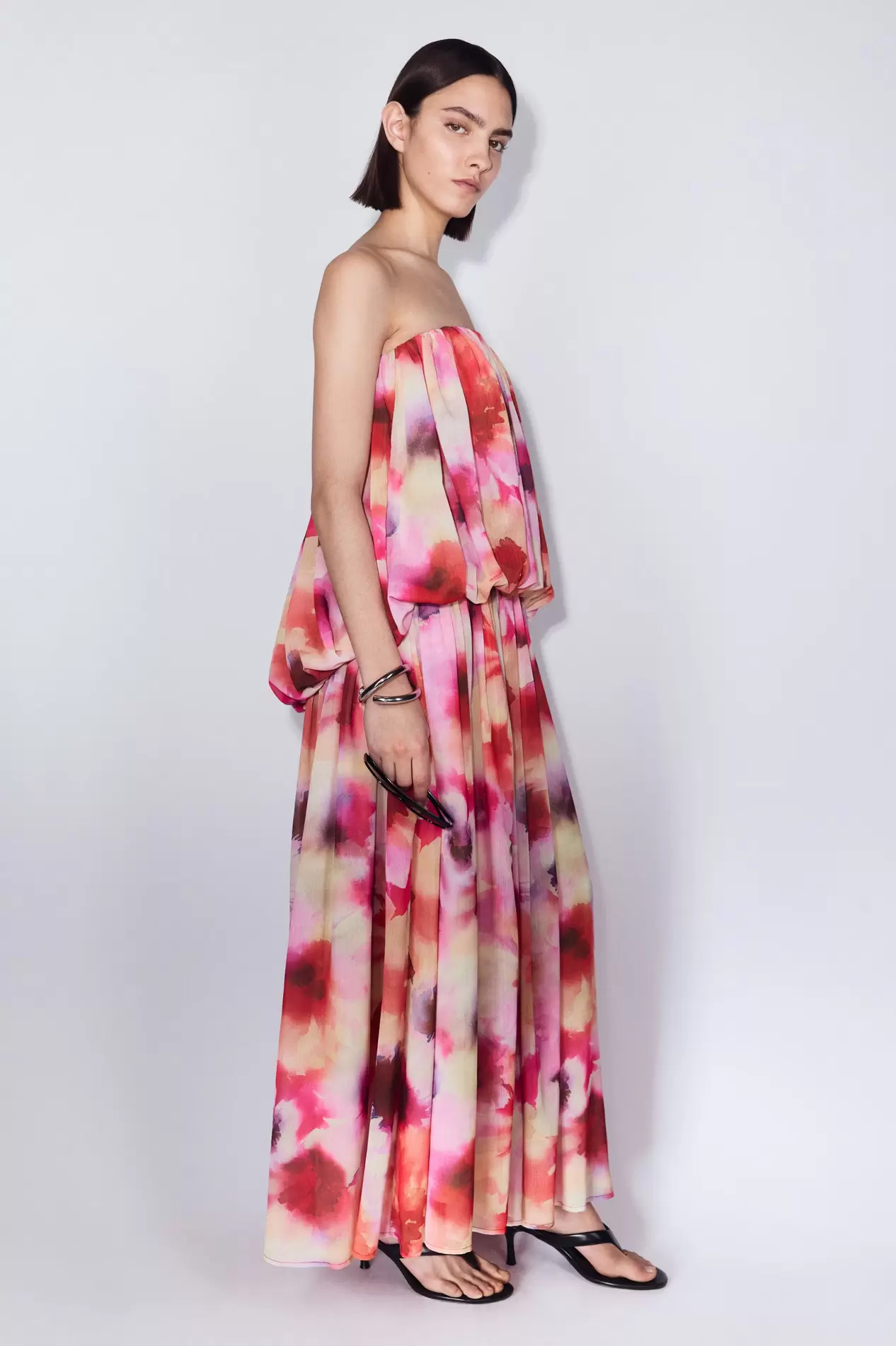 Vestido bandeau de gasa