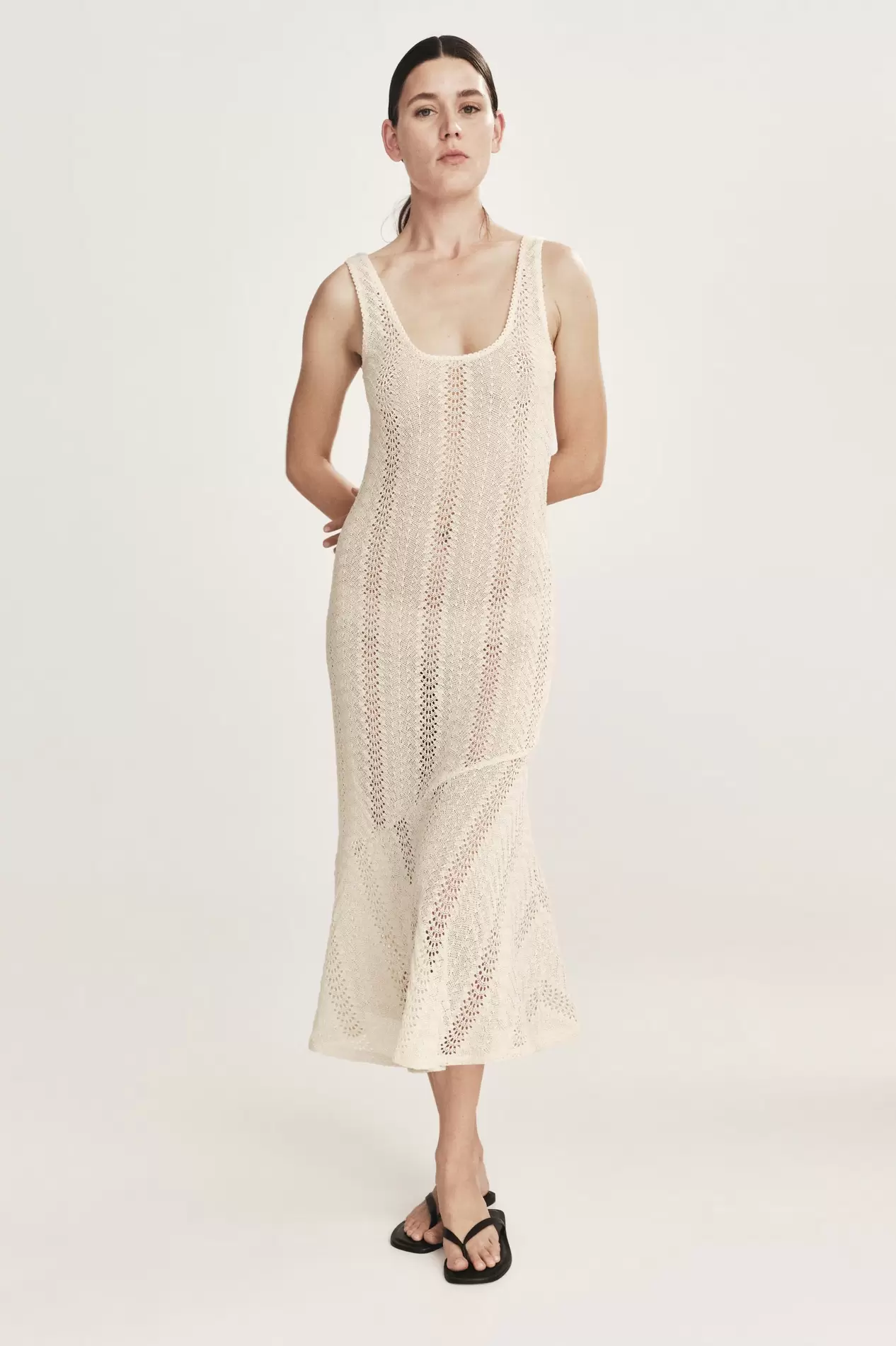 Vestido midi efecto crochet