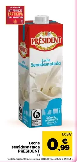 Président - Leche Semidesnatada 