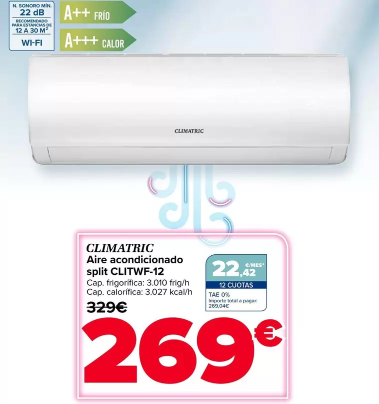 Climatric - Aire Acondicionado Split CLITWF-12