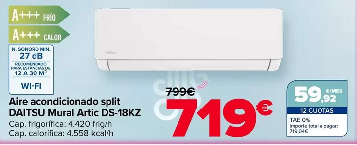 Daitsu - Aire Acondicionado Split Mural Artic DS-18KZ