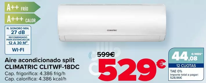 Climatric - Aire Acondicionado Split CLITWF-18DC
