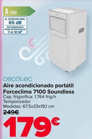 Cecotec - Aire Acondicionado Portátil Forceclima 7100 Soundless