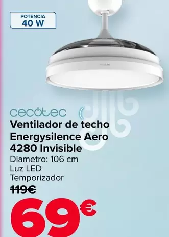Cecotec - Ventilador De Techo Energysillence Aero 4280 Invisible
