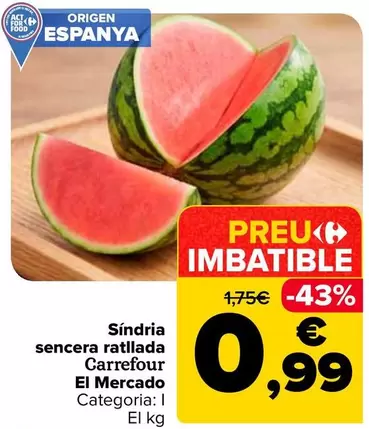 Carrefour El Mercado - Sandía Entera Rayada