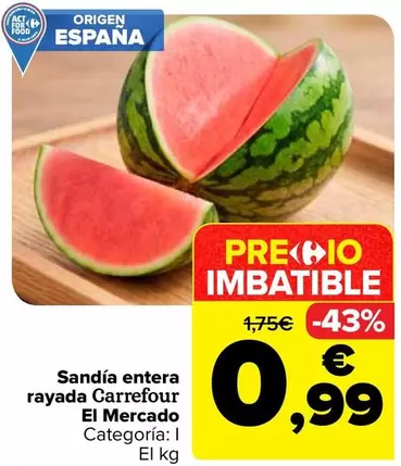 Carrefour El Mercado - Sandía Entera Rayada