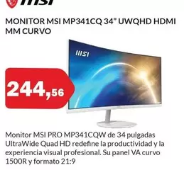 Msi - Monitor MP341CQ 34" UWQHD HDMI MM Curvo