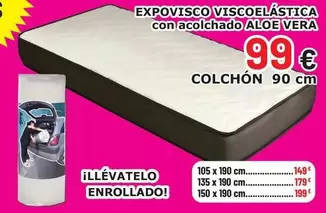 Colchón Espovisco Viscoelástica Con Acolchado Aloe Vera