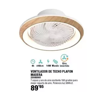 Ventilador De Techo Plafon Madera