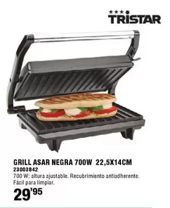 Tristar - Grill Asar Negra 700w 22,5x14cm