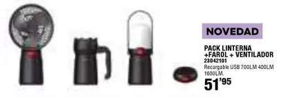 Pack Linterna + Farol + Ventilador