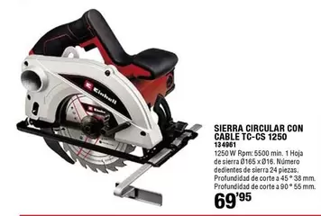 Einhell - Sierra Circular Con Cable TC-CS 1250