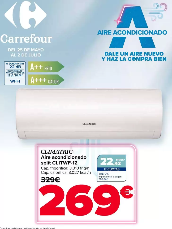 Climatric - Aire Acondicionado Split CLITWF-12