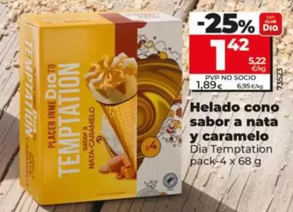 Dia Temptation - Helado Cono Sabor A Nata Y Caramelo