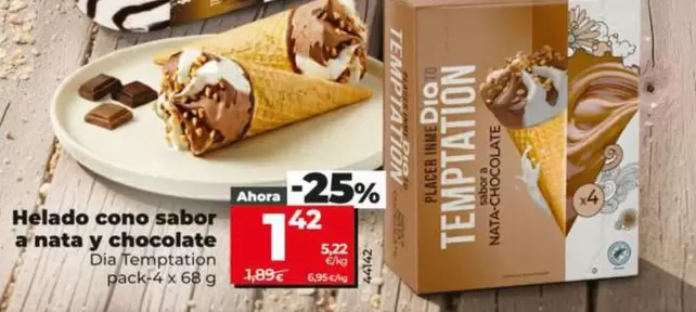 Dia Temptation - Helado Cono Sabor À Nata Y Chocolate