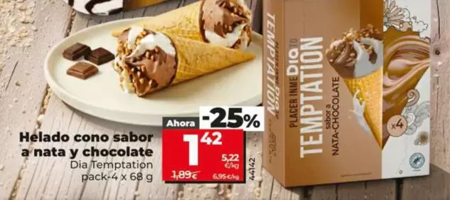 Dia Temptation - Helados Cono Sabor A Nata Y Chocolate
