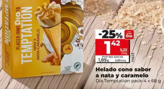 Dia Temptation - Helados Cono Sabor A Nata Y Caramelo