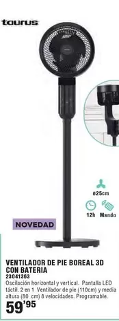 Taurus - Ventilador De Pie Boreal 3D Con Bateria