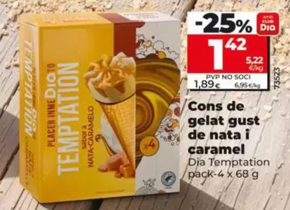Dia Temptation - Helado Cono Sabor A Nata Y Caramelo