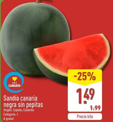 Sandia Canaria Negra Sin Pepitas