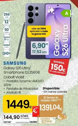 Samsung - Galaxy S26 Ultra/Smartphone 12/256GB Cobalt Violet 