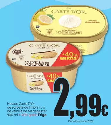 Frigo - Helado Carte D'Or De Sobete De Limon O De Vanilla De Madagascar