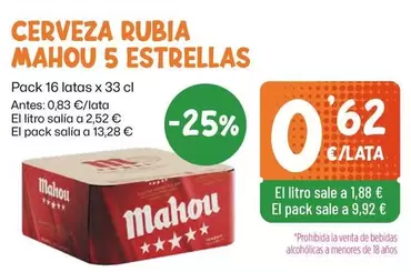 Mahou - Cerveza Rubia 5 Estrellas