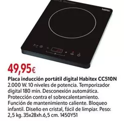 Habitex - Placa Inducción Portátil Digital Cc510n