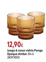 ambar - Juego 6 Vasos Vidrio Pengo Epoque