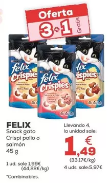 Felix - Snack Gato Crisp Pollo O Salmon