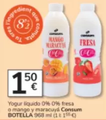 Consum - Yogur Liquido 0% 0% Fresa O Mango Y Maracuya