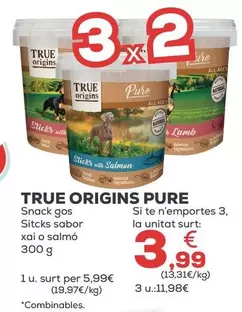 True Origins - Pure Snack Perro Sitck Sabor Cordero O Salmon