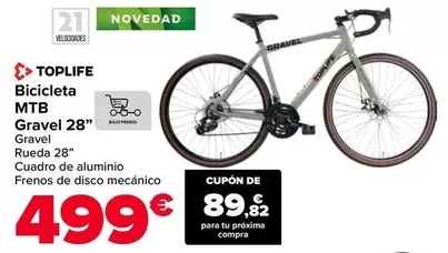 Toplife - Bicicleta MTB Gravel 28