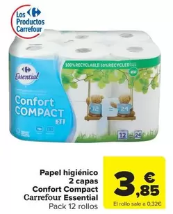 carrefour - Papel Higiénico 2 Capas Confort Compact Essential