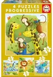 Puzzle Progresivos 12-16-20-25 Animales Salvajes de Educa 17147