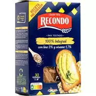 Pan tostado integral 30 unidades