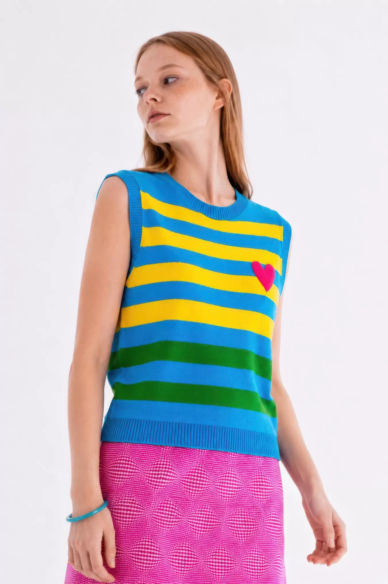 PINK HEART STRIPED VEST