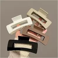 4 Pack Large Hair Claw Clips for Thick Long Hair Hair Claw Clips Matte Non Slip Rectangle Hair Clips for Women Large Strong Hold Claw Clip Neutral Color