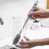 2 Pieces [Long Handle Cleaning Brush] Versatile Long Handle Silicone Brush for Cups and Bottles - Reusable, Ideal for Kitchen, Bathroom, Car Cleaning, Cleaning Tools
