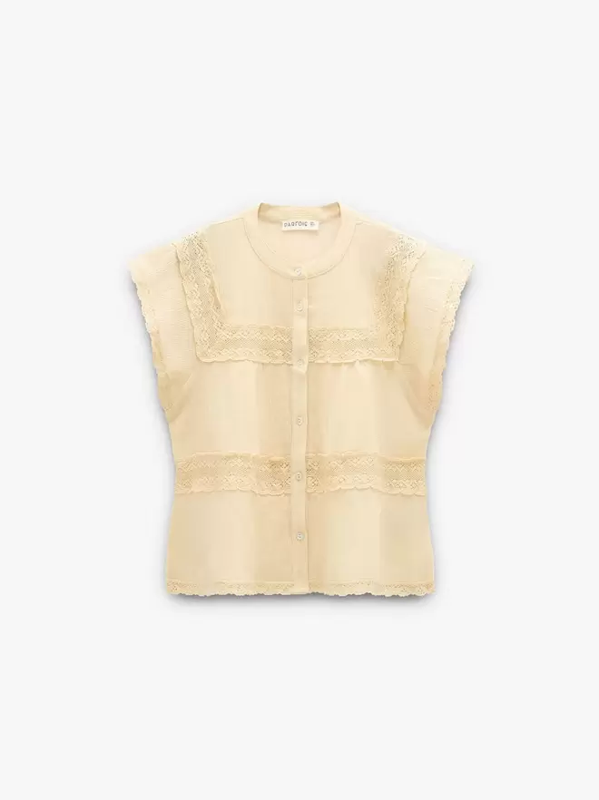 Blusa con detalles de croché 100% algodón