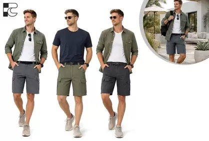 Pantalones cortos de hombre con cinturón a juego
