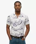 Camisa de lino estampada con cuello cubano