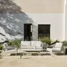 Cyclades - Conjunto de exterior de 4 plazas de acero y cojines color arcilla