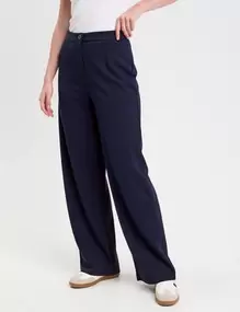 Pantalon large bleu marine femme