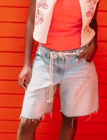 Bermuda en jean avec ceinture amovible denim triple stone femme