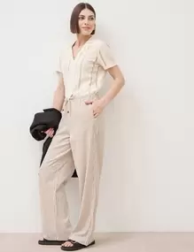 Pantalon taille standard ecru femme