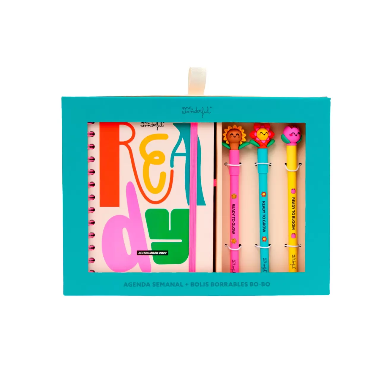 Set agenda Mr. Wonderful pequeña 2026-27 Semanal + 3 bolis borrables Bo-Bo - Ready