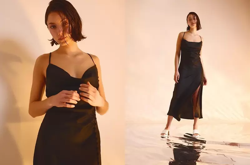 Vestido lencero botones